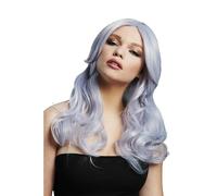 Smiffys Fever Nicole Wig, True Blend, Silver Lilac Soft Wave, Side Parting, 66cm/26in, Fever Wigs Fancy Dress, Halloween Fancy Dress Accessories Dress Up Wigs
