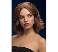 Smiffys Fever Olivia Wig, Light Brown Soft Wave Bob, 13inch/ 33cm, Fever Wigs Fancy Dress, Fever Dress Up Wigs