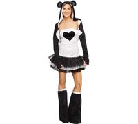 Smiffys Fever Panda Costume, Tutu Dress, Black & White with Detachable Clear Straps, Jacket & Bootcovers, Fever Fancy Dress, Animal Dress Up Costumes