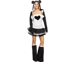 Smiffys Fever Panda Costume, Tutu Dress, Black & White with Detachable Clear Straps, Jacket & Bootcovers, Fever Fancy Dress, Animal Dress Up Costumes