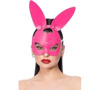 Smiffys Fever Pink Mock Leather Rabbit Mask, Fever Accessories Fancy Dress, Rabbit/Bunny Dress Up Masks