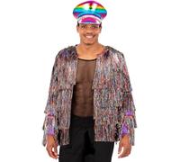 Smiffys Fever Rainbow Dreams Tinsel Jacket, Unisex, Small to Medium