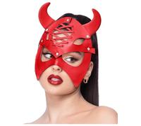 Smiffys Fever Red Mock Leather Devil Mask, Fever Accessories Fancy Dress, Devil Dress Up Masks