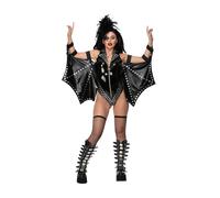 1990s 80s Rock Star Costume Ladies Punk Kiss Glam Fancy Dress Outfit
