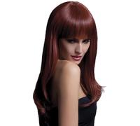 Smiffys Fever Sienna Wig, Auburn Long Feathered with Fringe, 66cm / 26in, Fever Wigs Fancy Dress, Fever Dress Up Wigs Halloween