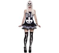 Smiffys Fever Skeleton Skull Tutu Punk Adult Womens Halloween Costume 31969