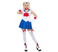 Smiffys Fever Star Sailor Costume with Dress Choker Tiara Gloves and Boot Covers Women’s Anime Inspired Fancy Dress Outfit