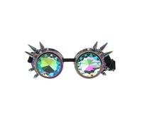 Smiffys Fever Studded Rainbow Festival Goggles on Elastic, Fever Accessories Fancy Dress, Adult Dress Up Hats