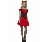 Smiffys Fever Wicked Devil Costume - Female - Red - UK Dress 8-10