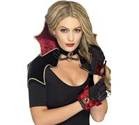 Smiffys Fever Vamp Kit, Black with Cape, Collar & Gloves, Fever Accessories Fancy Dress, Vampire Dress Up Accessories