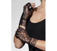 Smiffys Fingerless Lace Gloves, Black , Fever Gloves Fancy Dress, Fever Dress Up Accessories