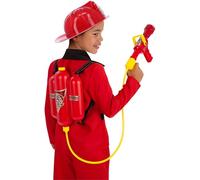 Smiffys Firefighter Super Soaker Kit Long Range Backpack & Hat, Boys Fancy Dress, Child Dress Up Accessories