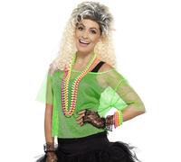 Smiffys Fishnet Top, Neon Green , 1980's Fancy Dress, 1980s Dress Up Accessories