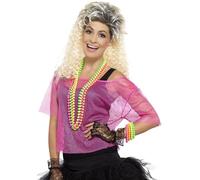 Smiffys Fishnet Top, Neon Pink , 1980's Fancy Dress, 1980s Dress Up Accessories