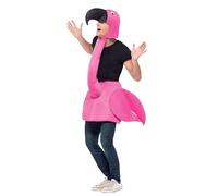 Smiffys Flamingo Costume, Pink with Hooded Tabard, Party Animals Fancy Dress, Animal Dress Up Costumes