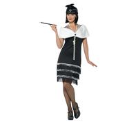 1920s Flapper Dress Womens Black Charleston Gatsby Ladies Fancy Dress Costume