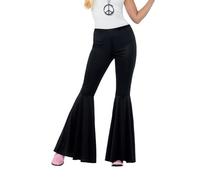 Smiffys Flared Trousers, Ladies, Black, M to L - UK Size 12-18