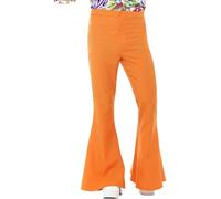 Orange Flared Trousers Mens 60s 70s Fancy Dress Groovy Disco Hippy Adult Costume