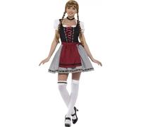 Smiffy's Bavarian Costume Flirty Fräulein - Black, Mock Suede Bodice & Apron - L (UK 16-18)