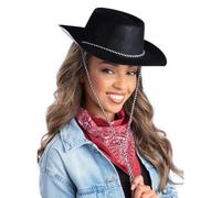 Smiffys Flocked Plastic Cowboy Hat Black (One Size)