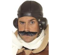 Smiffys Flying Helmet, Brown , 1940's Wartime Fancy Dress, Adult Dress Up Hats