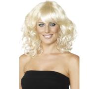 Smiffys Foxy Wig, Blonde Mid Length, Wavy, Ladies Glamour Wigs Fancy Dress, Adult Dress Up Wigs