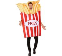 Smiffys French Fries Costume, Red & White All In One, Funny Fancy Dress, Food/Drink Dress Up Costumes
