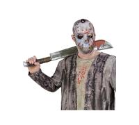 Smiffys Friday the 13th Jason Voorhees Machete and Mask Kit for Adults, Grey and Red, Signature Hockey Mask and Blood-Detail Machete, Officially Licensed, Ideal for Groups, Students, and Themed Events