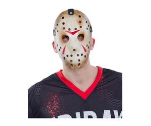 Smiffys Friday the 13th Jason Voorhees Mask for Adults, Iconic Hockey Mask with Elasticated Strap, Officially Licensed, Perfect for Halloween, Stag and Hen Nights, Groups, and Fancy Dress Parties