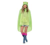 Smiffys Frog Party Poncho, Green with Drawstring Bag, Party Poncho Fancy Dress, Animal Dress Up Costumes Halloween