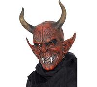 Smiffys Full Head Demon Devil Mask Red Latex Smiffys Red One Size