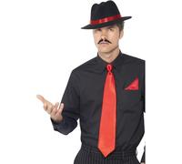 Smiffys 1920s 20's Gangster Trilby Hat & Tie Adults Fancy Dress