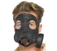 Smiffys Gas Mask, Latex, Black , 1940's Wartime Fancy Dress, Historical Dress Up Masks