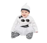 Smiffys Ghost Girl Baby, Black & White All In One with Tutu & Hat, Halloween Child Fancy Dress, Ghost Dress Up Costumes