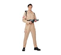 Smiffys Ghostbusters Men's Costume for Adults, Jumpsuit and Inflatable Backpack, Beige, Officially Licensed, Perfect for Halloween, Groups, and 80s Theme Fancy Dress Events