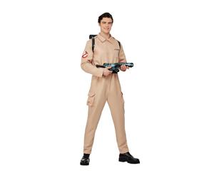 Smiffys Ghostbusters Men's Costume for Adults, Jumpsuit and Inflatable Backpack, Beige, Officially Licensed, Perfect for Halloween, Groups, and 80s Theme Fancy Dress Events