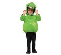 Smiffys Ghostbusters Slimer Costume for Kids, Top and Character Hood in Green, Officially Licensed with Ghostbusters Logos, Perfect for Halloween, Families, and 80s Theme Fancy Dress Parties