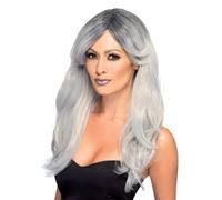 Smiffys Ghostly Glamour Wig, Grey, Ladies Glamour Wigs Fancy Dress, Halloween Dress Up Wigs