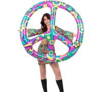 Smiffys Giant Inflatable CND Symbol Pink 132cm Peace Sign Fancy Dress Accessory for Adults 60s 70s Festival Party Decor Retro Hippie Costume Prop for Photos Themed Events and Group Fun