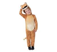 Smiffys Gigantosaurus Deluxe Mazu Costume for Kids, All-in-One and Character Hood in Brown, Officially Licensed, Padded 3D Tail with Scales, Perfect for Group Outfits and Playful Fancy Dress