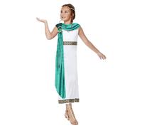 Smiffys Girls Deluxe Roman Empire Costume / 4-6 Years White/Green SM1700