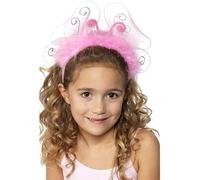 Smiffys Girl's Flashing Headband, Pink with Butterfly Wings, Marabou and Tinsel, Smiffys Leisure Products Fancy Dress, Funtime Dress Up Accessories Halloween