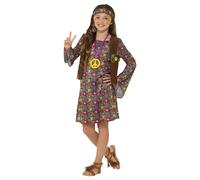 (10-12 Years, Multicoloured) Smiffys Girls Hippie Costume Set