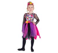 Smiffys Girl's Pom Pom Day Of The Dead Costume | Size: 10-12 Years Smiffys Multicolor 10-12 Years