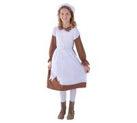 Smiffys Girl's Poor Victorian Maid Costume Set in Off-White | Size: 7-9 Years Smiffys Off-White 7-9 Years