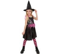 Smiffys Girl's Rainbow Web Witch Costume in Black | Size: 7-9 Years Smiffys Black 7-9 Years