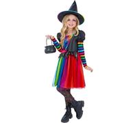 Smiffys Girl's Rainbow Witch Costume | Size: 4-6 Years Smiffys Multicolor 4-6 Years