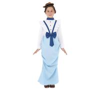 Smiffys Girl's Victorian Costume Set in Blue | Size: 10-12 Years Smiffys Blue 10-12 Years