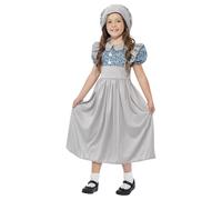 Smiffys Girl's Victorian Schoolgirl Costume in Grey | Size: 4-6 Years Smiffys Grey 4-6 Years