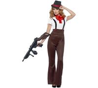 Smiffy's Women's Glam Gangster Costume, Top, Trousers, Mock Braces, Neck Tie & - costume gangster glam fancy dress ladies womens 20s 1920s outfit mob